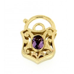 Filigree Shield Amethyst Padlock Y/G